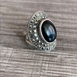 Sterling silver ring black onyx stone